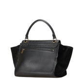 セリーヌ トラペーズ クロコ型押 ハンドバッグ ショルダーバッグ 2WAY ブラック レザー レディース CELINE 【中古】